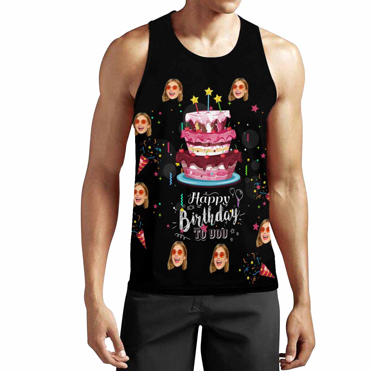 Custom Face Birthday Men's All Over Print Tank Top