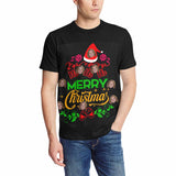 Custom Face Merry Christmas&Wreath Tee Put Your Photo on Shirt Unique Design Men's All Over Print T-shirt