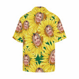 Custom Face Sunflower Men's All Over Print Hawaiian Shirt, Personalized Aloha Shirt With Photo Summer Beach Party As Gift for Vacation