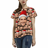 Custom Face Seamless Christmas Hats Women's All Over Print T-shirt