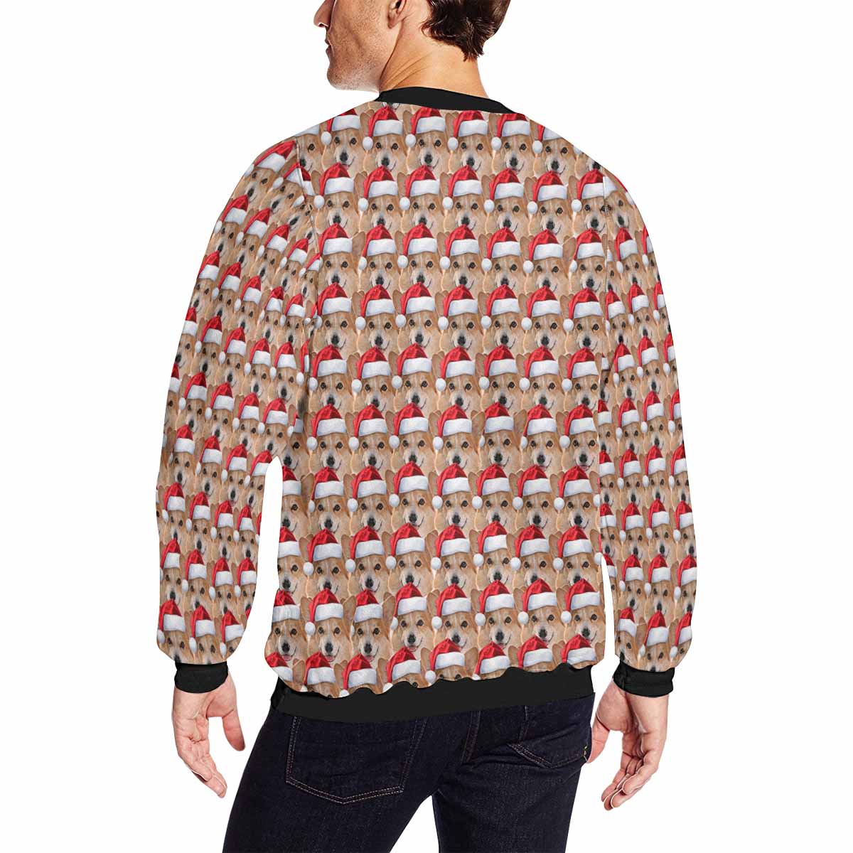 Personalized Christmas With Pet's Face, Custom Photo Men's All Over Print Crewneck Sweatshirt