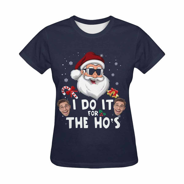 Custom Face Santa Claus Tee Put Your Photo on Shirt Unique Design Women's All Over Print T-shirt