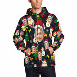 Printing Santa Claus&Snowmen Hoodie with Face, Custom Men's All Over Print Hoodie Surprise Gifts for Dad Husband Boyfriend