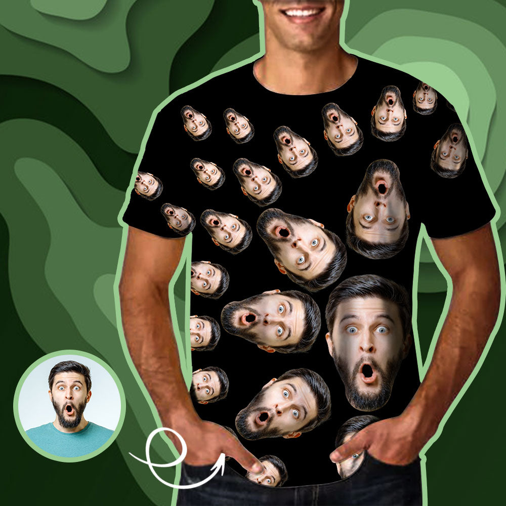 Custom Face Whirl Tee Put Your Photo on Shirt Unique Design Men's All Over Print T-shirt