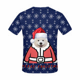 Custom Face Cute Puppy Christmas Hat Women's All Over Print T-shirt