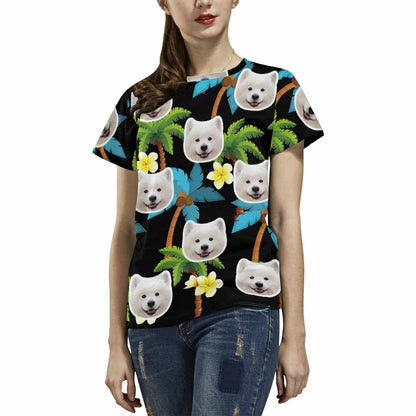 Custom Face Coconut Tree Women's All Over Print T-shirt