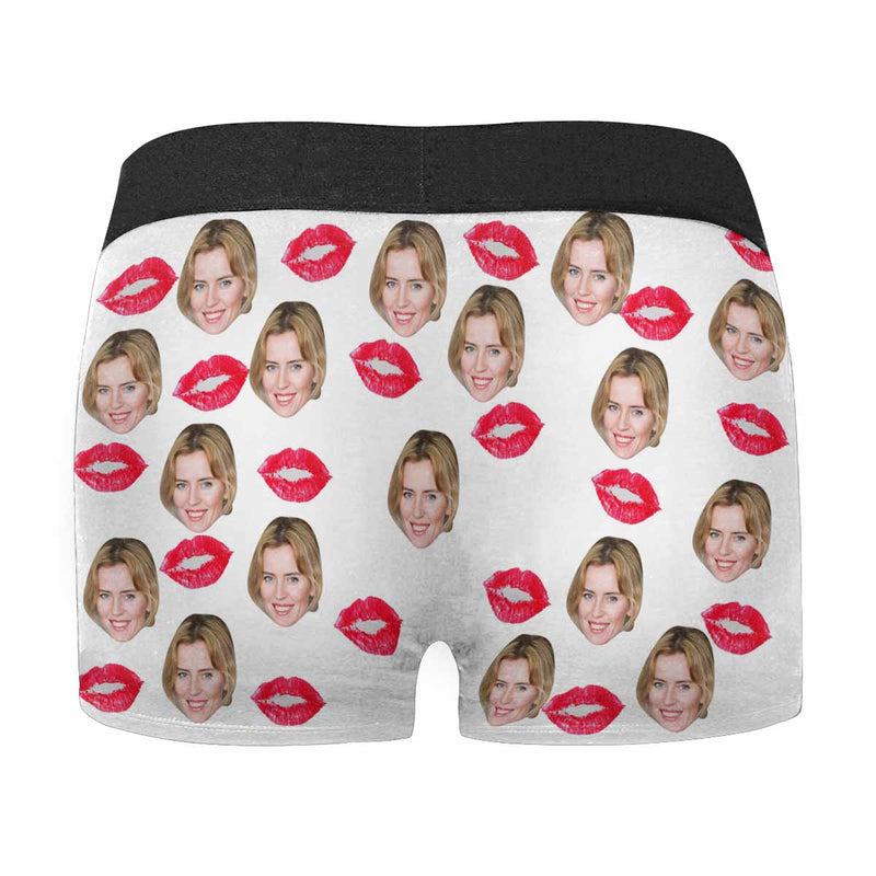 Custom Face Boxers Underwear Personalized Red Lips Mens' All Over Print Boxer Briefs