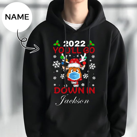 Printing Cow&Deer Horn Hoodie with Name, Custom Men's All Over Print Hoodie Surprise Gifts for Dad Husband Boyfriend