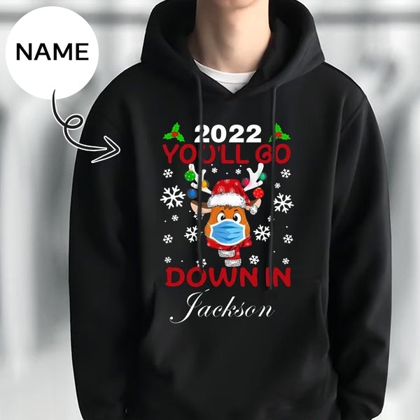 Printing Cow&Deer Horn Hoodie with Name, Custom Men's All Over Print Hoodie Surprise Gifts for Dad Husband Boyfriend