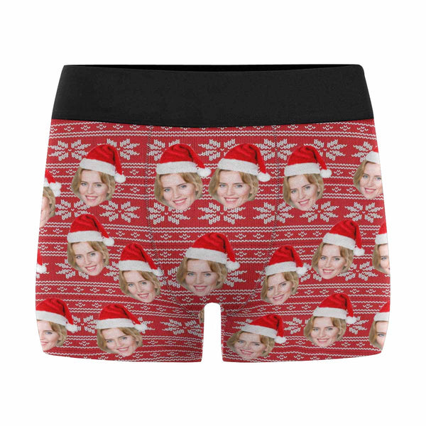 Custom Face Boxers Underwear Personalized Christmas Hat Mens' All Over Print Boxer Briefs