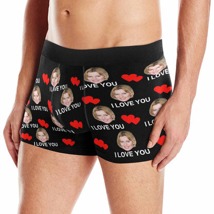 Custom Face Men's All Over Print Boxer Briefs Personalized I Love You Underwear