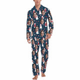 Custom Face Pajamas Polar Bear with Scarf Sleepwear Personalized Men's Long Pajama Set