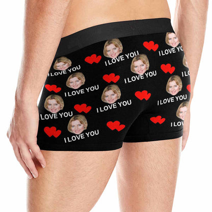 Custom Face Men's All Over Print Boxer Briefs Personalized I Love You Underwear