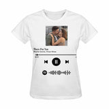 Custom Photo There For You White Scannable Spotify Code T-shirt Personalized Women's All Over Print T-shirt