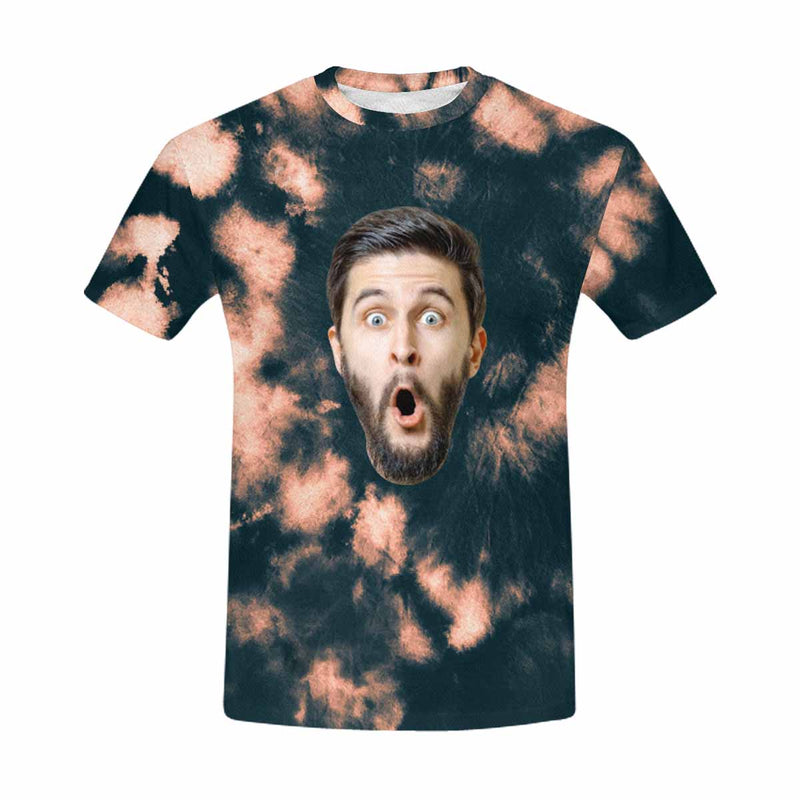 Custom Face Tie Dye Funny Tee Put Your Photo on Shirt Unique Design Men's All Over Print T-shirt