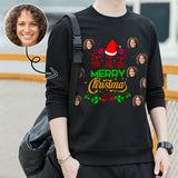 Personalized Merry Christmas Sweater With Face, Custom Photo Men's All Over Print Crewneck Sweatshirt