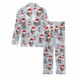 Custom Face Pajamas Snowmen&Tree Sleepwear Personalized Men's Long Pajama Set