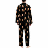 Persoanlized Sleepwear Custom Face Black Men's Long Pajama Set