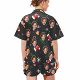 Custom Face Boyriend Chrismas Loungewear Personalized Photo Sleepwear Women's V-Neck Short Pajama Set