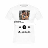 Custom Photo There For You White Scannable Spotify Code T-shirt Personalized Men's All Over Print T-shirt