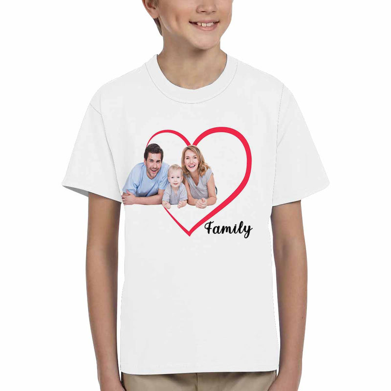 Custom Family Portrait Love Heart Print T-shirt