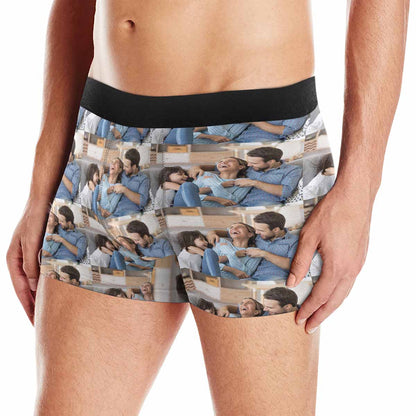 Custom Face Seamless Photo Men's All Over Print Boxer Briefs Personalized Photo Underwear