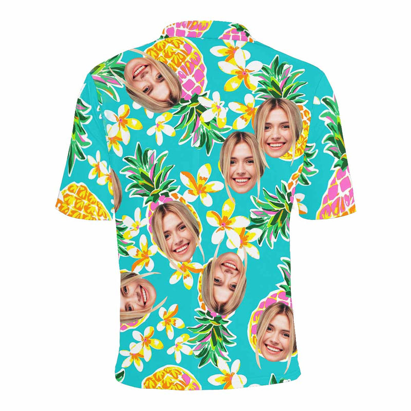 Custom Face Pineapple Polo Shirt, Personalized Shirt for Men, Photo Men's All Over Print Polo Shirt