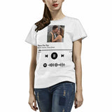 Custom Photo There For You White Scannable Spotify Code T-shirt Personalized Women's All Over Print T-shirt