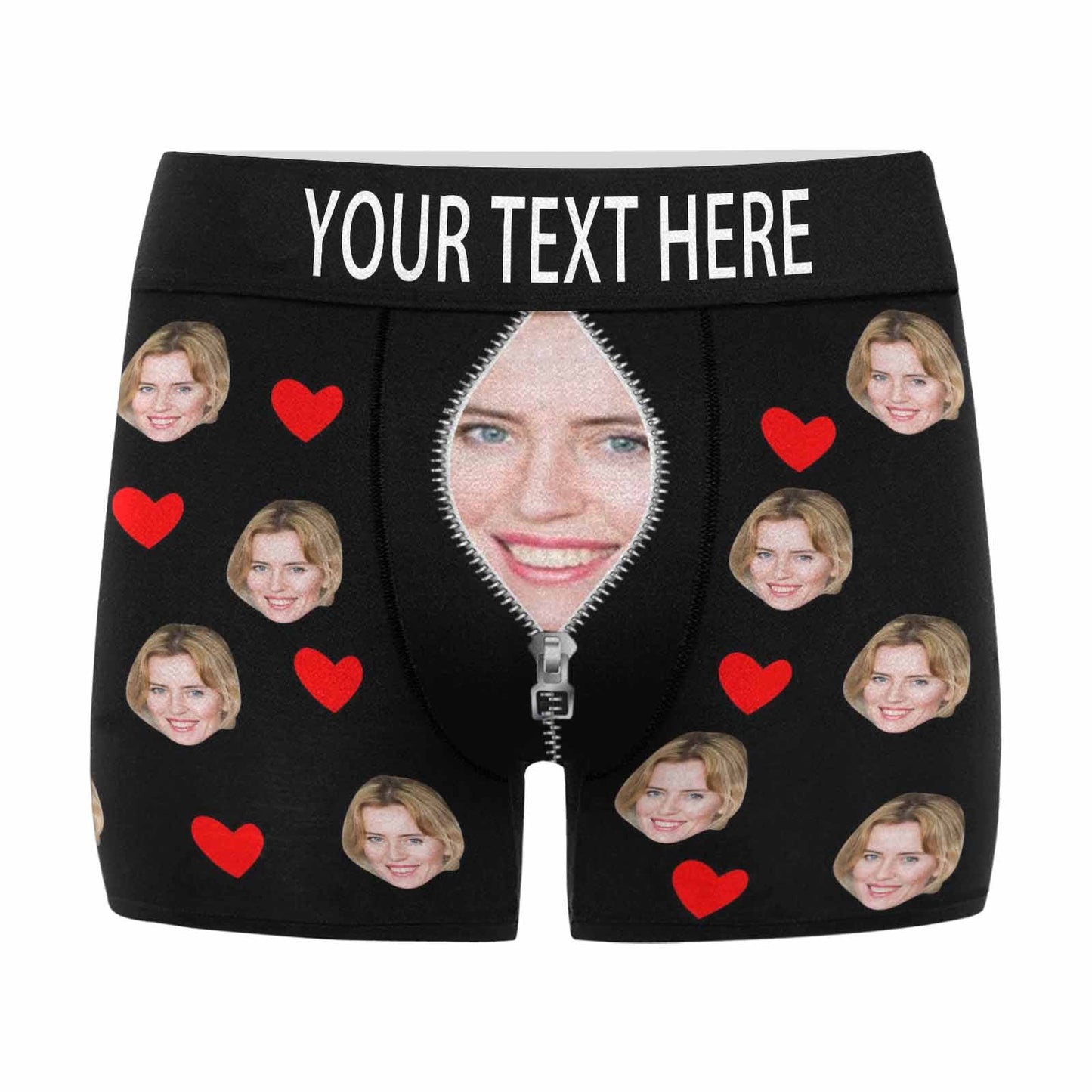 Custom Face & Text Men's All Over Print Boxer Briefs Personalized Love Zipper Underwear