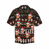 Custom Face Cute Snowman Red Hat Christmas Men's All Over Print Hawaiian Shirt