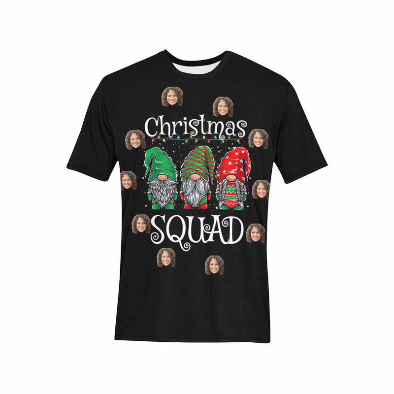 Custom Face Christmas Squad Tee Put Your Photo on Shirt Unique Design Men's All Over Print T-shirt