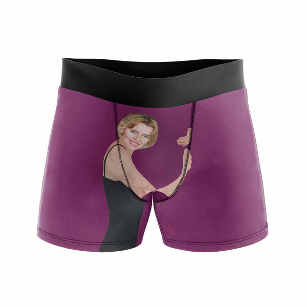 Custom Face Boxers Underwear Personalized Hug Rose Red Mens' All Over Print Boxer Briefs