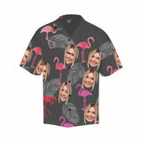 Custom Face Flamingo Men's All Over Print Hawaiian Shirt, Personalized Aloha Shirt With Photo Summer Beach Party As Gift for Vacation