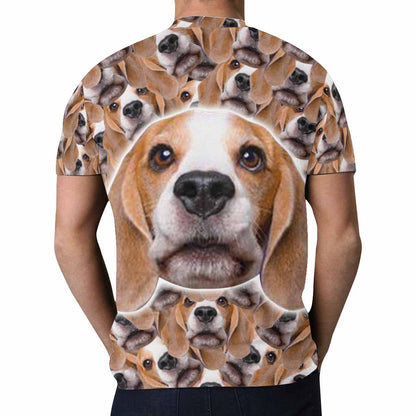 Custom Face Cute Puppy Seamless Tee Put Your Photo on Shirt Unique Design Men's All Over Print T-shirt