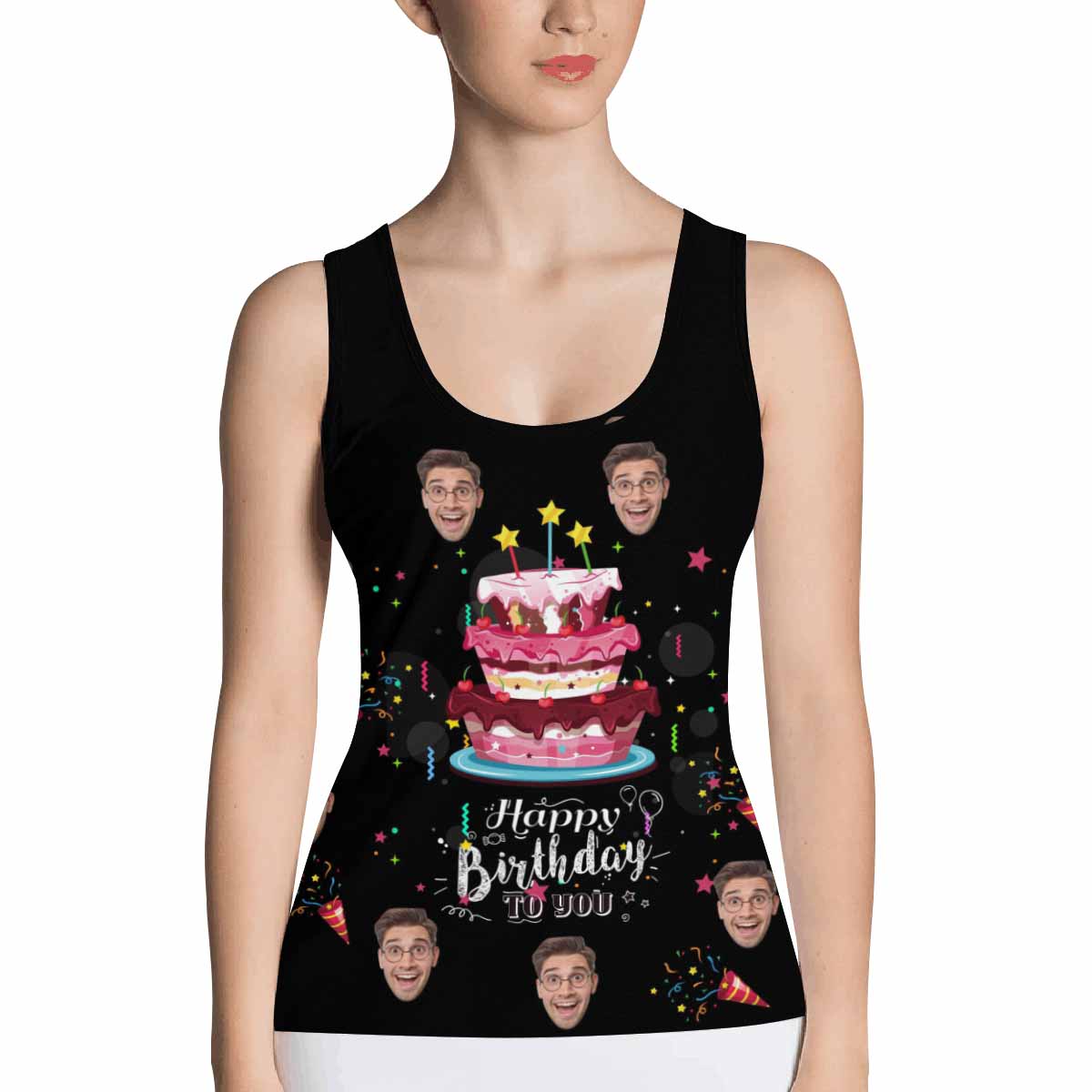 Custom Face Happy Birthday Women's All Over Print Tank Top