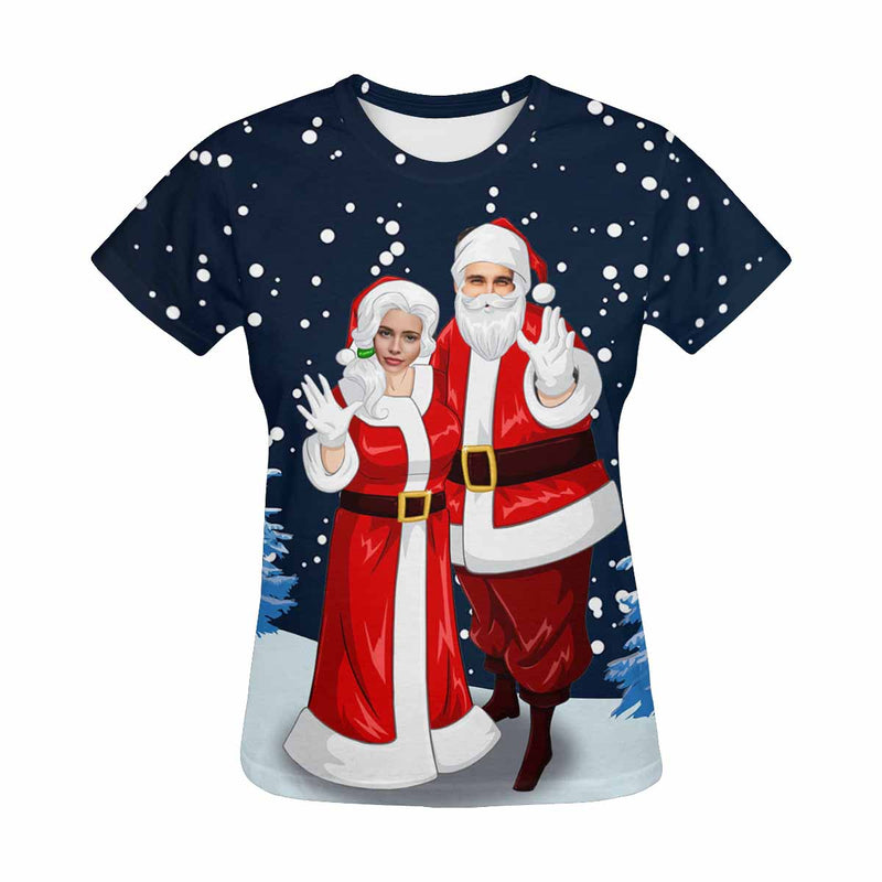 Custom Face Christmas Snow Women's All Over Print T-shirt