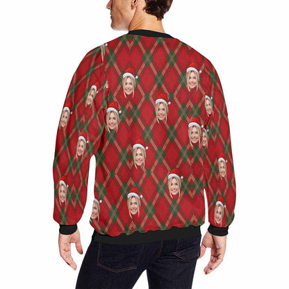 Personalized Christmas With Face, Custom Photo Men's All Over Print Crewneck Sweatshirt