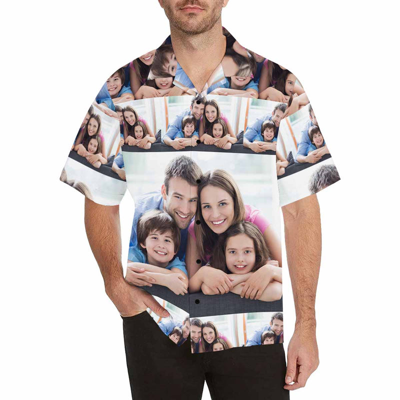 Custom Photo Men's All Over Print Hawaiian Shirt, Personalized Aloha Shirt With Face Summer Beach Party As Gift for Vacation