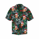 Custom Face Small Red Flowers Christmas Men's All Over Print Hawaiian Shirt