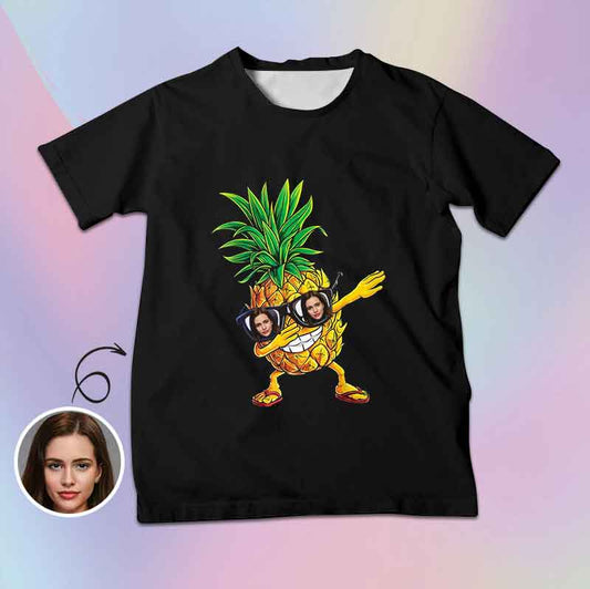 Custom Face Yellow Pineapple Tee Put Your Photo on Shirt Unique Design Men's All Over Print T-shirt