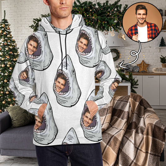 Custom Face Shark Men's All Over Print Hoodie