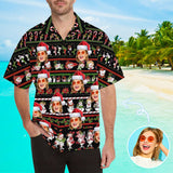 Custom Face Cute Snowman Red Hat Christmas Men's All Over Print Hawaiian Shirt