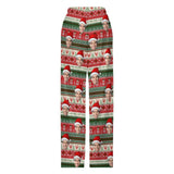Personalized Long Pajama Pants Unisex Lacing Custom Face Christmas Hat Sleepwear Slumber Party