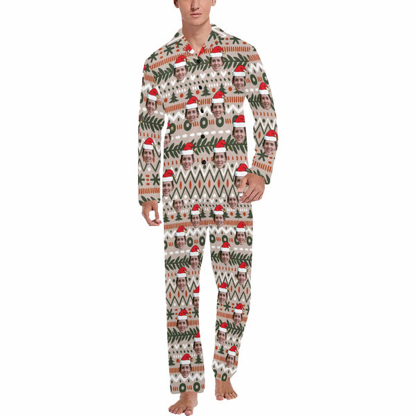 Custom Face Pajamas Water Riggles Sleepwear Personalized Men's Long Pajama Set