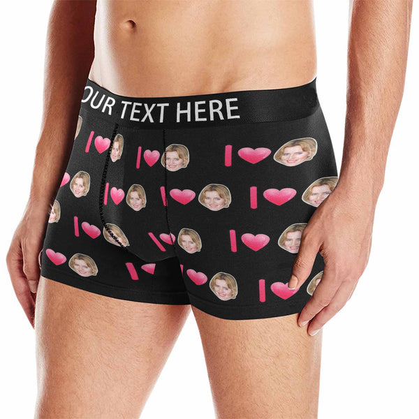 Custom Face&Text Boxers Underwear Personalized I Love You Mens' All Over Print Boxer Briefs