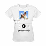 Custom Photo I Am In Love White Scannable Spotify Code T-shirt Personalized Women's All Over Print T-shirt