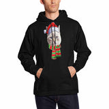 Printing Christmas Red and Green Scarf Hoodie with Face, Custom Men's All Over Print Hoodie Surprise Gifts for Dad Husband Boyfriend