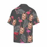 Custom Face Flamingo Men's All Over Print Hawaiian Shirt, Personalized Aloha Shirt With Photo Summer Beach Party As Gift for Vacation