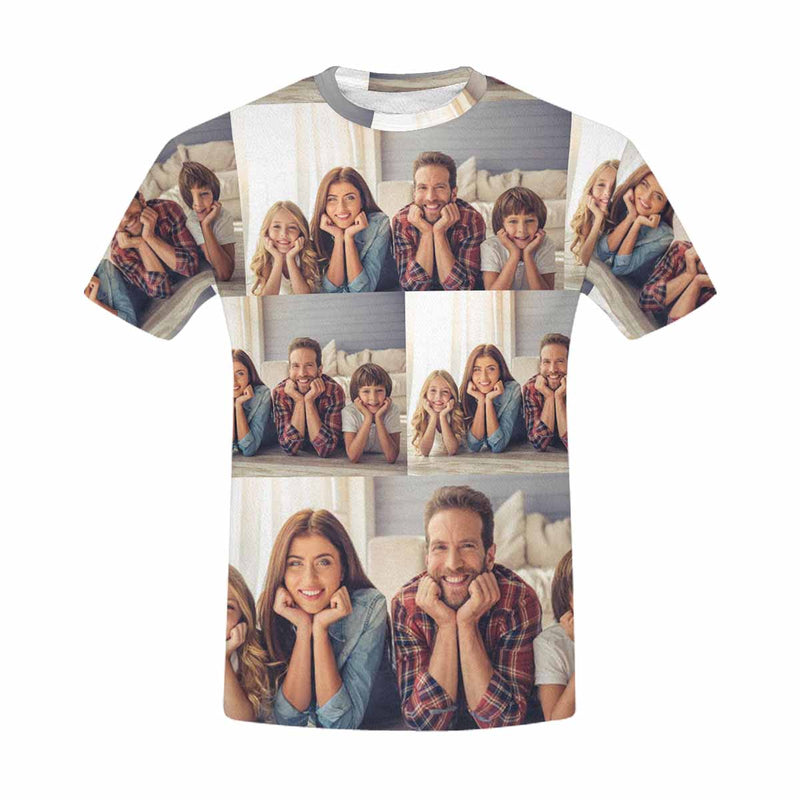 Custom Photo Happy Family Tee Put Your Photo on Shirt Unique Design Men's All Over Print T-shirt