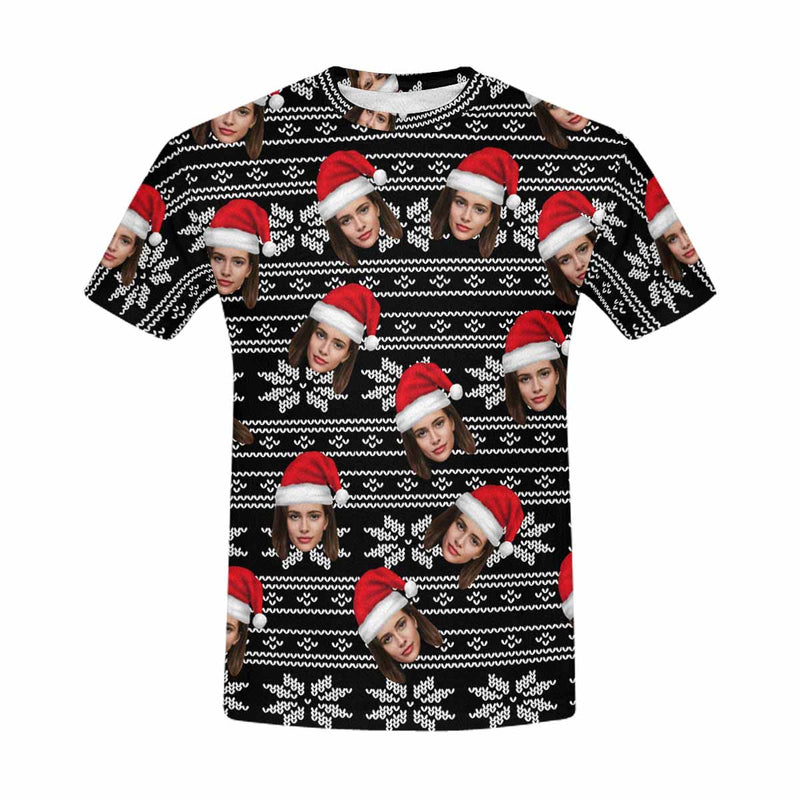 Custom Face Classic Christmas Printing Tee Put Your Photo on Shirt Unique Design Men's All Over Print T-shirt